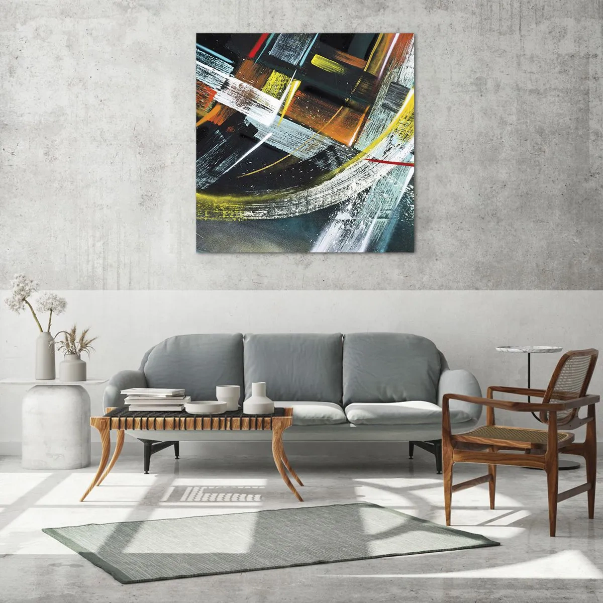 Tablou pe sticlă - Energia în mișcare - 70x70 cm