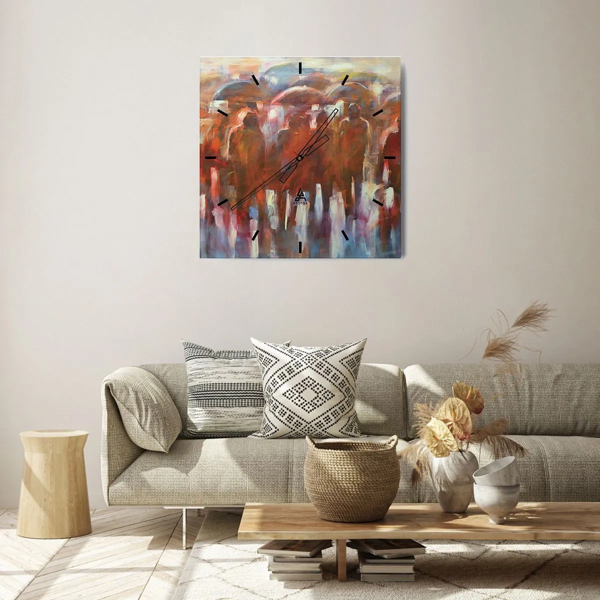 Ceas de perete - Ceas pe sticlă - Egali în ploaie și ceață - 40x40 cm