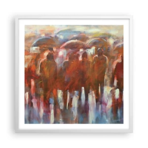 Poster în ramă albă - Egali în ploaie și ceață - 60x60 cm