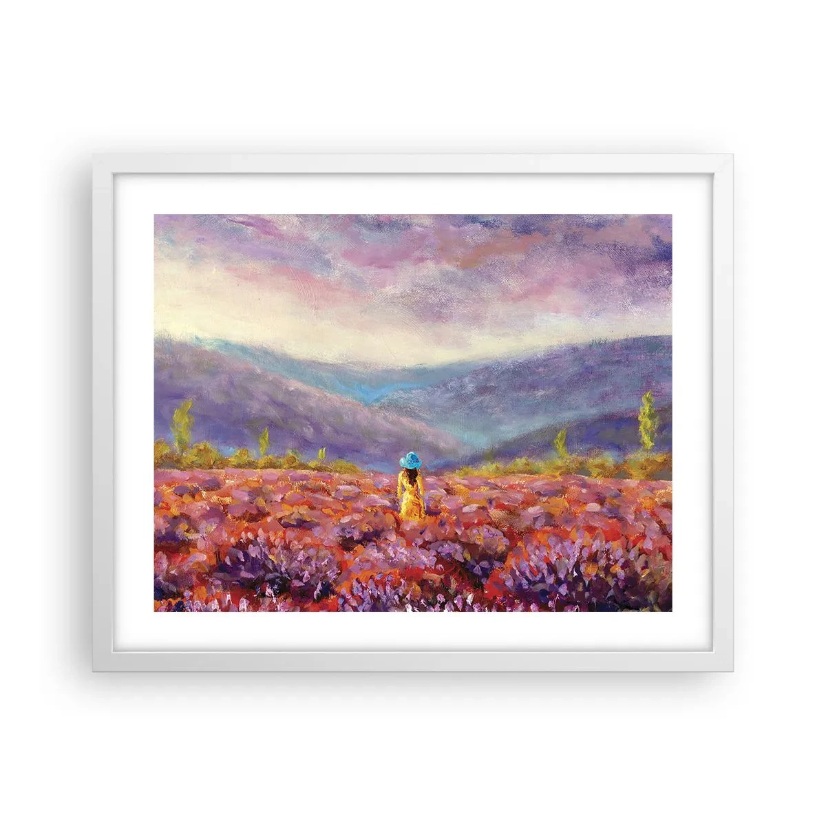 Poster în ramă albă - Într-o lume de lavandă - 50x40 cm