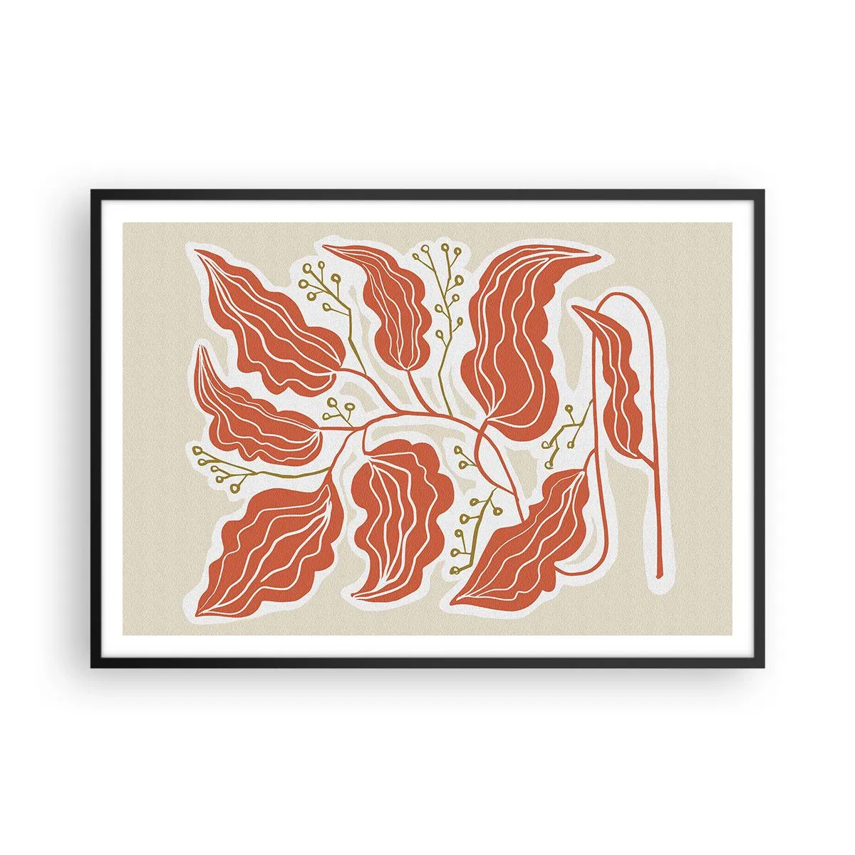 Poster în ramă neagră - Folk și coral - 100x70 cm