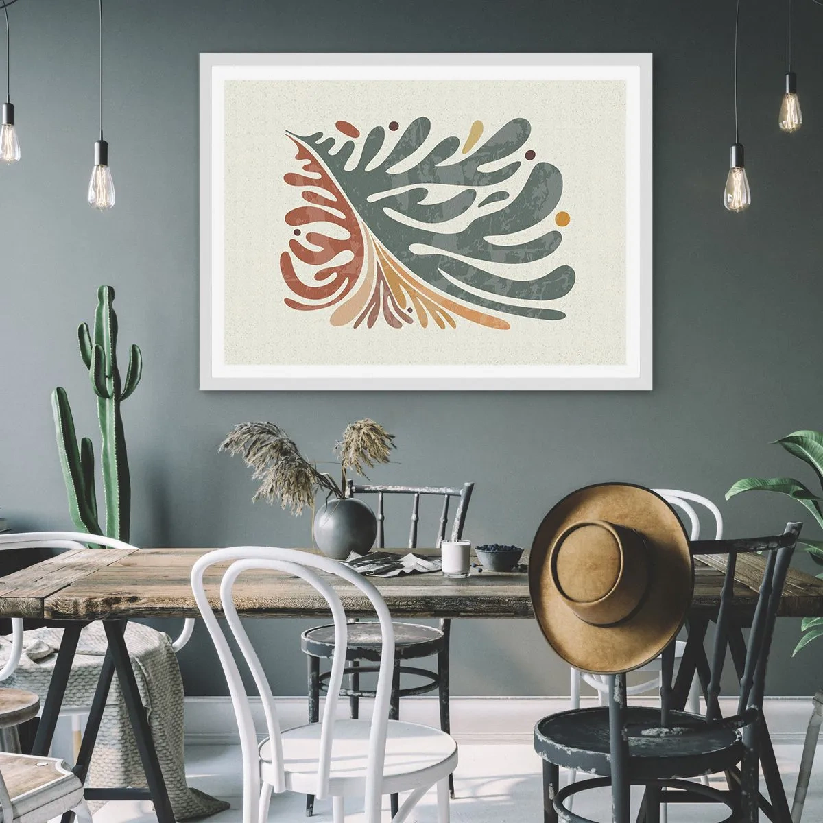 Poster în ramă albă - Frunză multicoloră - 91x61 cm