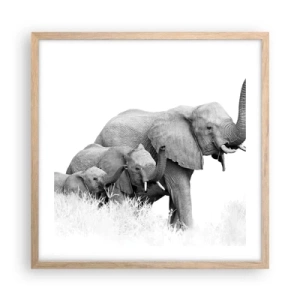 Poster în ramă de stejar deschis - Unu, doi, trei - 50x50 cm