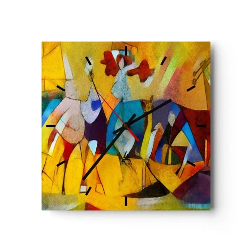 Ceas de perete - Ceas pe sticlă - Soare - viață - bucurie - 30x30 cm