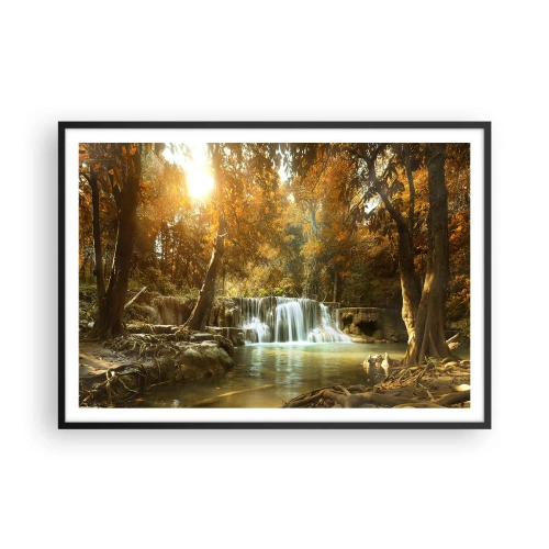 Poster în ramă neagră - Cascadă în parc - 100x70 cm