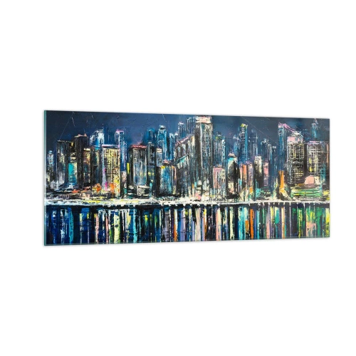 Tablou pe sticlă - Cascadă de lumini - 100x40 cm