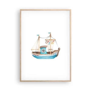 Poster în ramă de stejar deschis - Ahoy aventura! - 70x100 cm