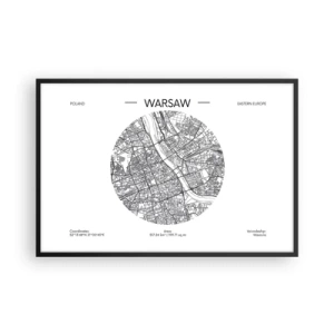 Poster în ramă neagră - Anatomia Varșoviei - 91x61 cm