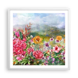 Poster în ramă albă - O grădină înnebunită - 60x60 cm