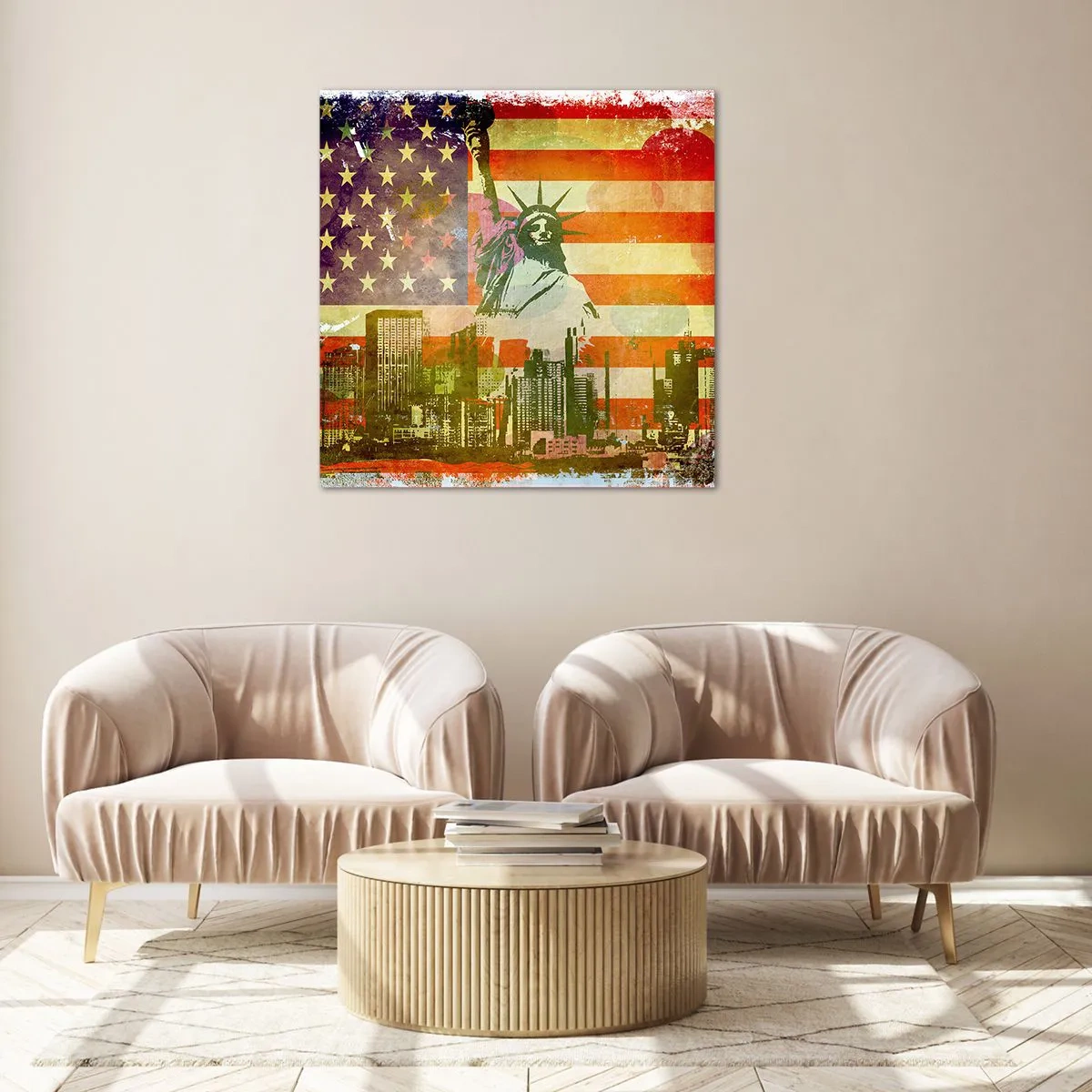 Tablou pe sticlă - Viva America! - 60x60 cm
