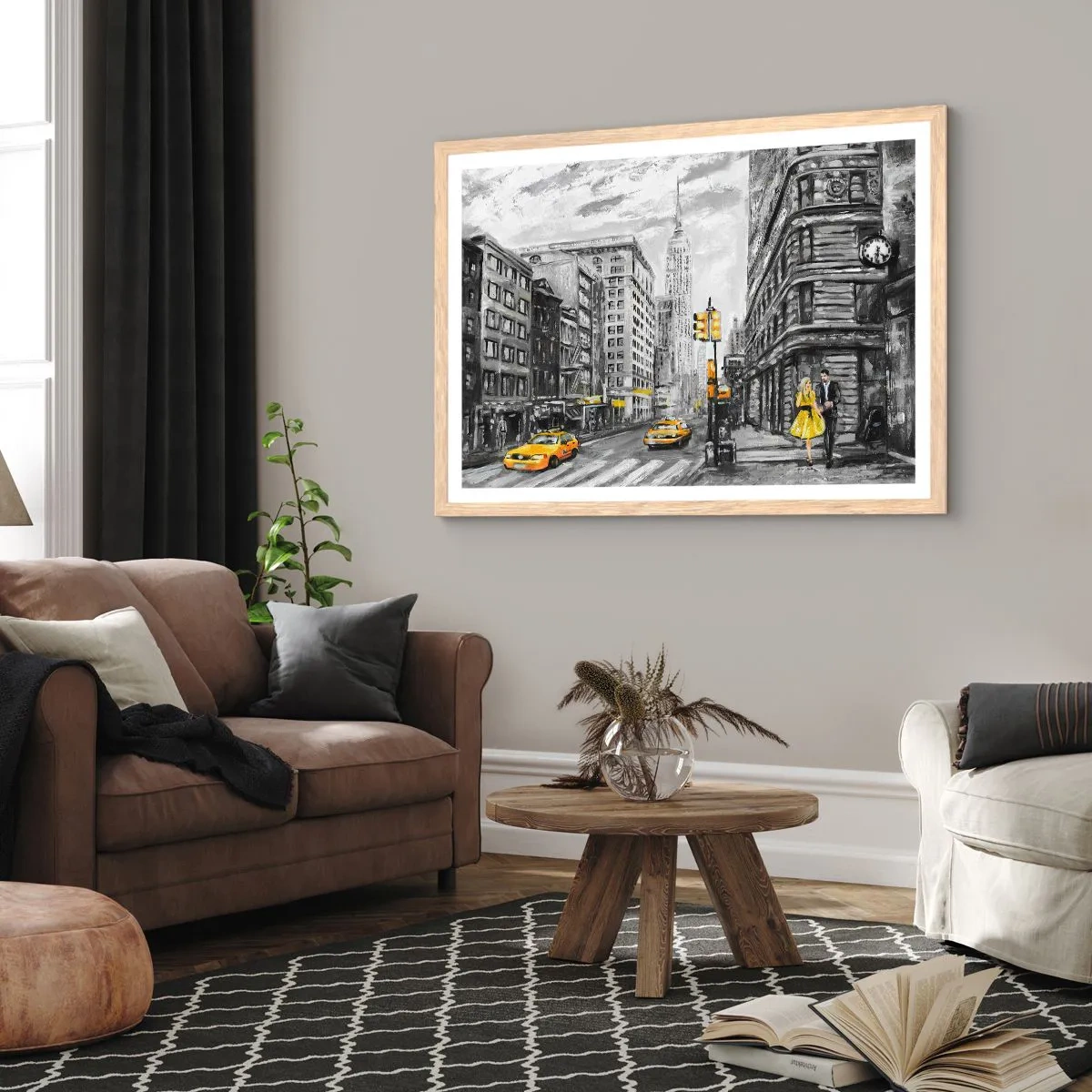 Poster în ramă de stejar deschis - O poveste din New York - 50x40 cm