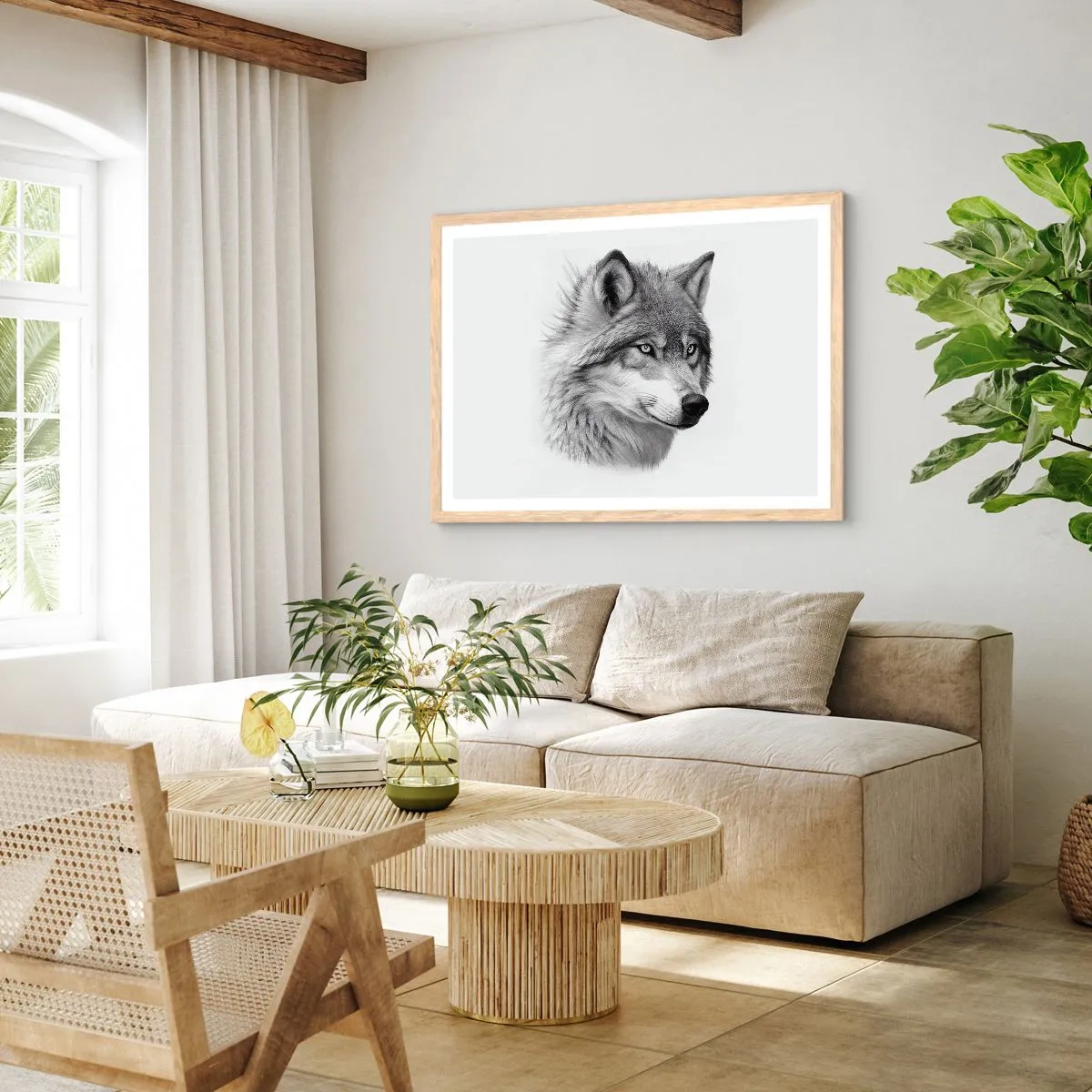 Poster în ramă de stejar deschis - Alfa - fără îndoială - 100x70 cm