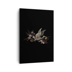 Tablou pe pânză - Pasăre exotică brodată - 70x100 cm
