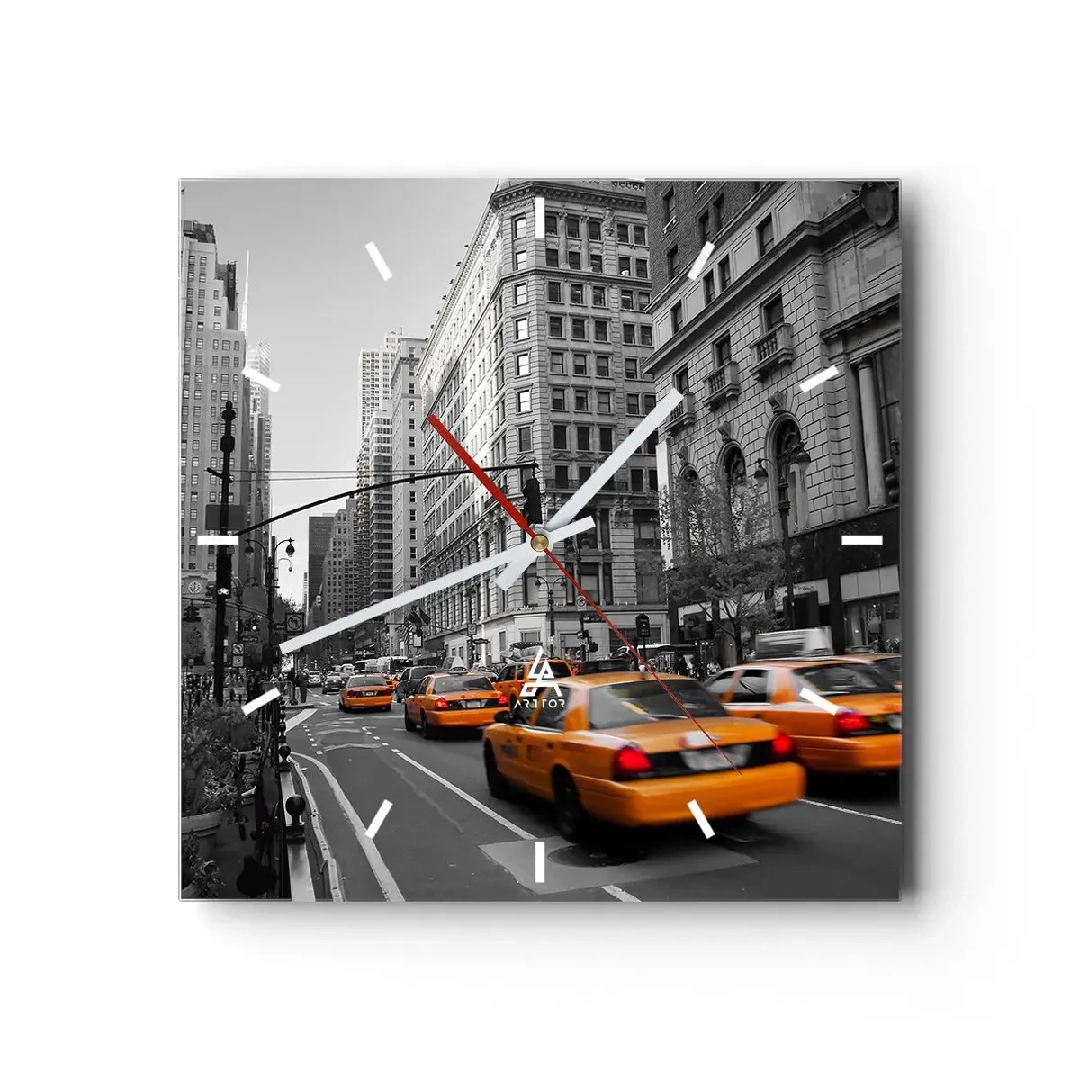 Ceas de perete - Ceas pe sticlă - Soarele marelui oraș - 30x30 cm