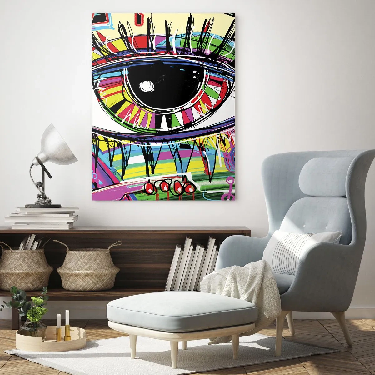 Tablou pe sticlă - Un ochi colorat - un suflet colorat - 50x70 cm