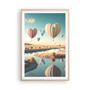 Poster în ramă de stejar deschis - Iubirea ne înalță - 61x91 cm