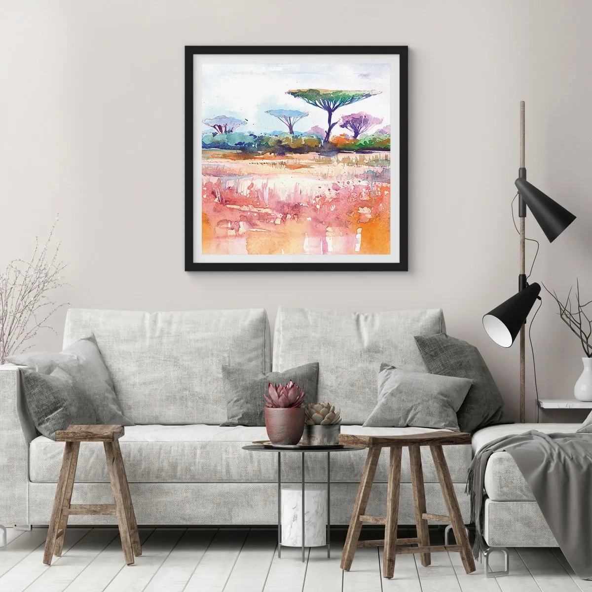 Poster în ramă neagră - Culorile savanei - 30x30 cm