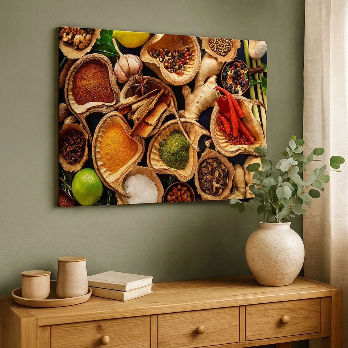 Tablou pe pânză Canvas - Boluri cu condimente în diferite culori - 70x50cm - Ia ce vrei - Decorațiune modernă pentru perete pentru living și dormitor ARTTOR