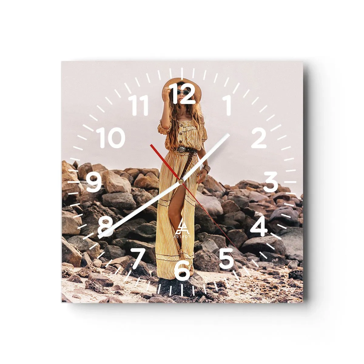 Ceas de perete - Ceas pe sticlă - Magia pietrelor - 40x40 cm