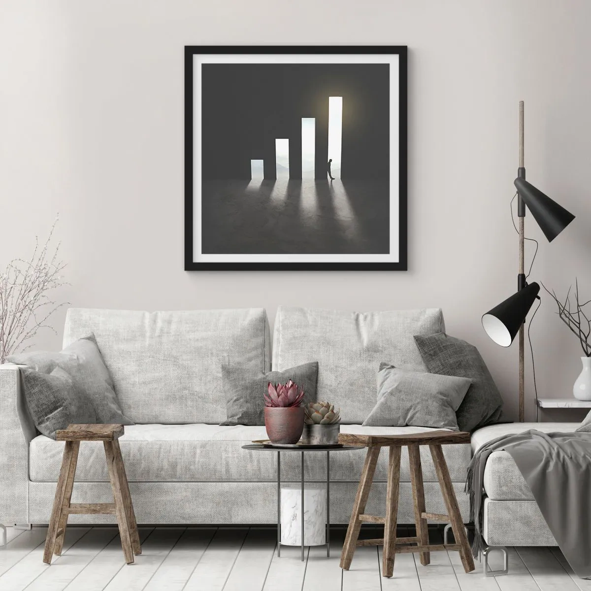 Poster în ramă neagră - Succesul - o impresie - 30x30 cm