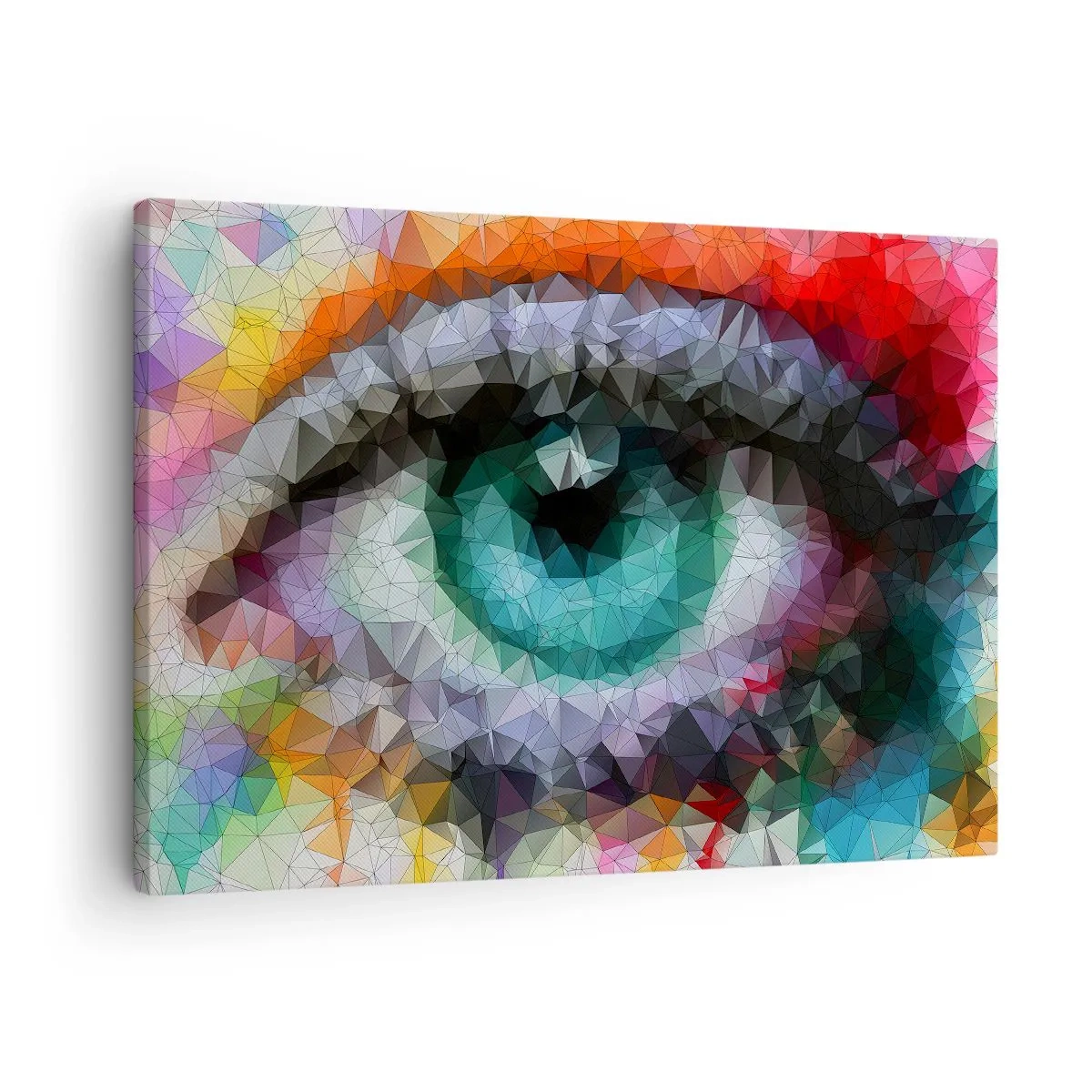 Tablou pe pânză Canvas - Aspect geometric cu ochi verzi - 70x50cm - Strălucire cristalină a ochilor - Decorațiune modernă pentru perete pentru living și dormitor ARTTOR