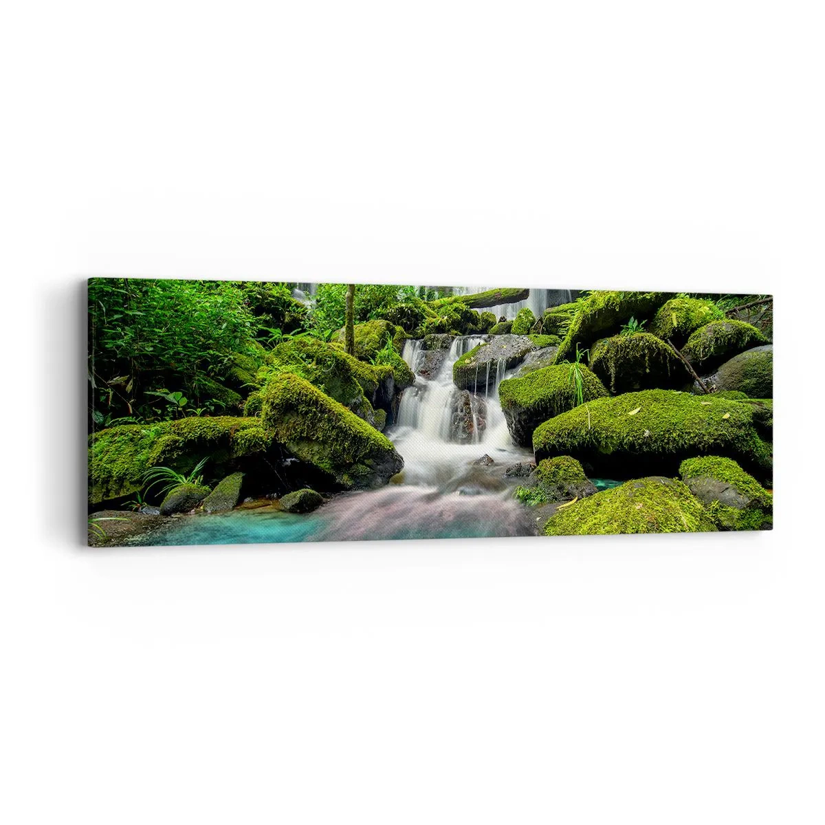 Tablou pe pânză - Turcoaz, safir și argint lichid - 90x30 cm