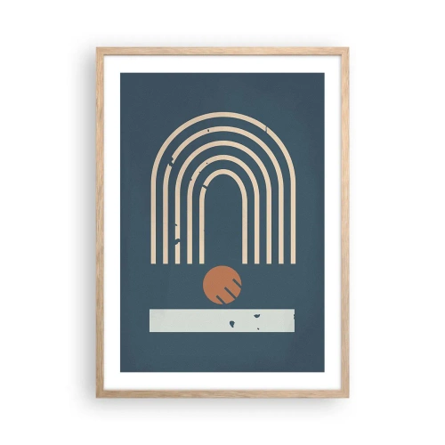 Poster în ramă de stejar deschis - Geometrie în funcție de rodie - 50x70 cm
