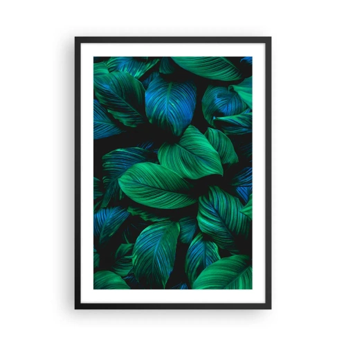 Poster în ramă neagră - Frunze verzi în nuanțe intense - 50x70cm - Traficul verde - Decorațiune modernă pentru perete pentru living și dormitor ARTTOR