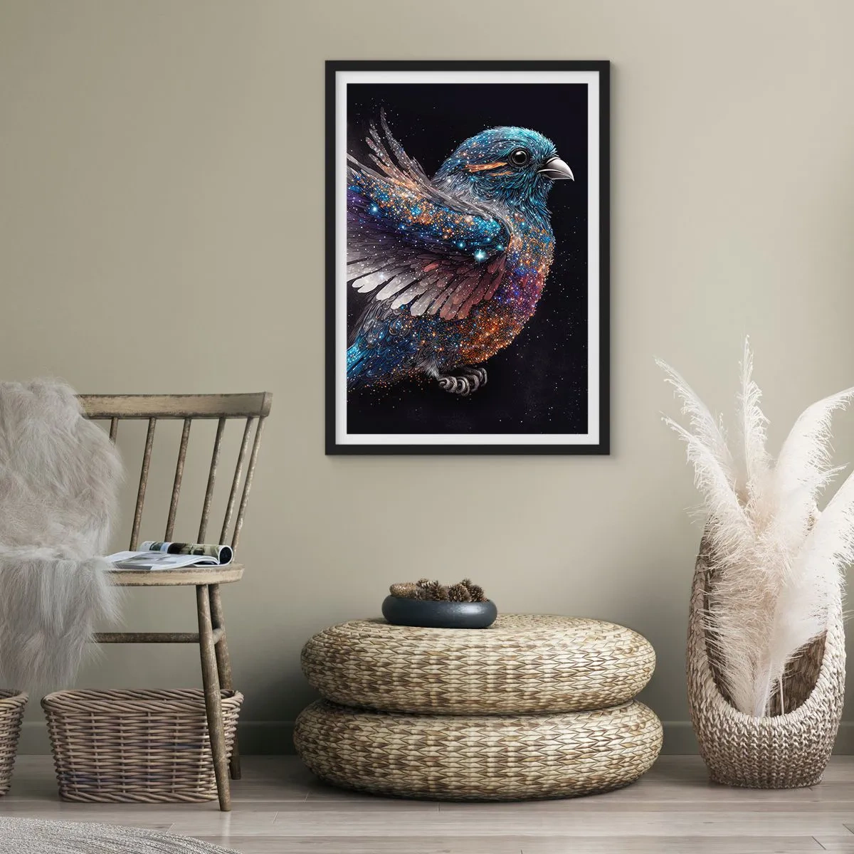 Poster în ramă neagră - Vrăbiuța de diamant - 61x91 cm