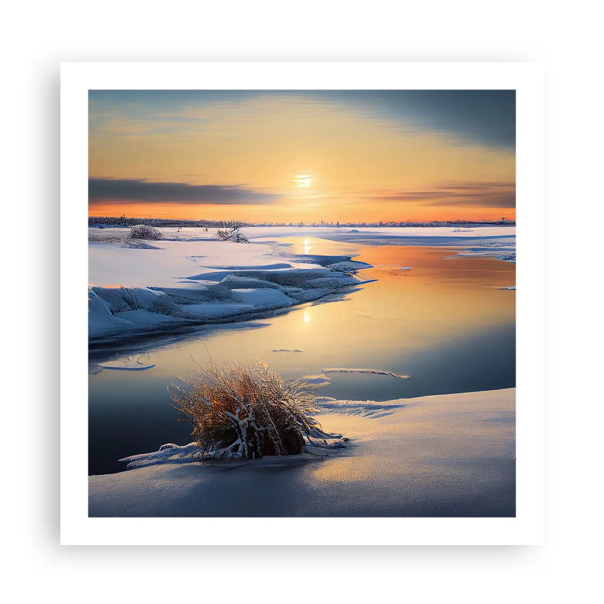 Poster - Apus de soare pe timp de iarnă - 60x60 cm