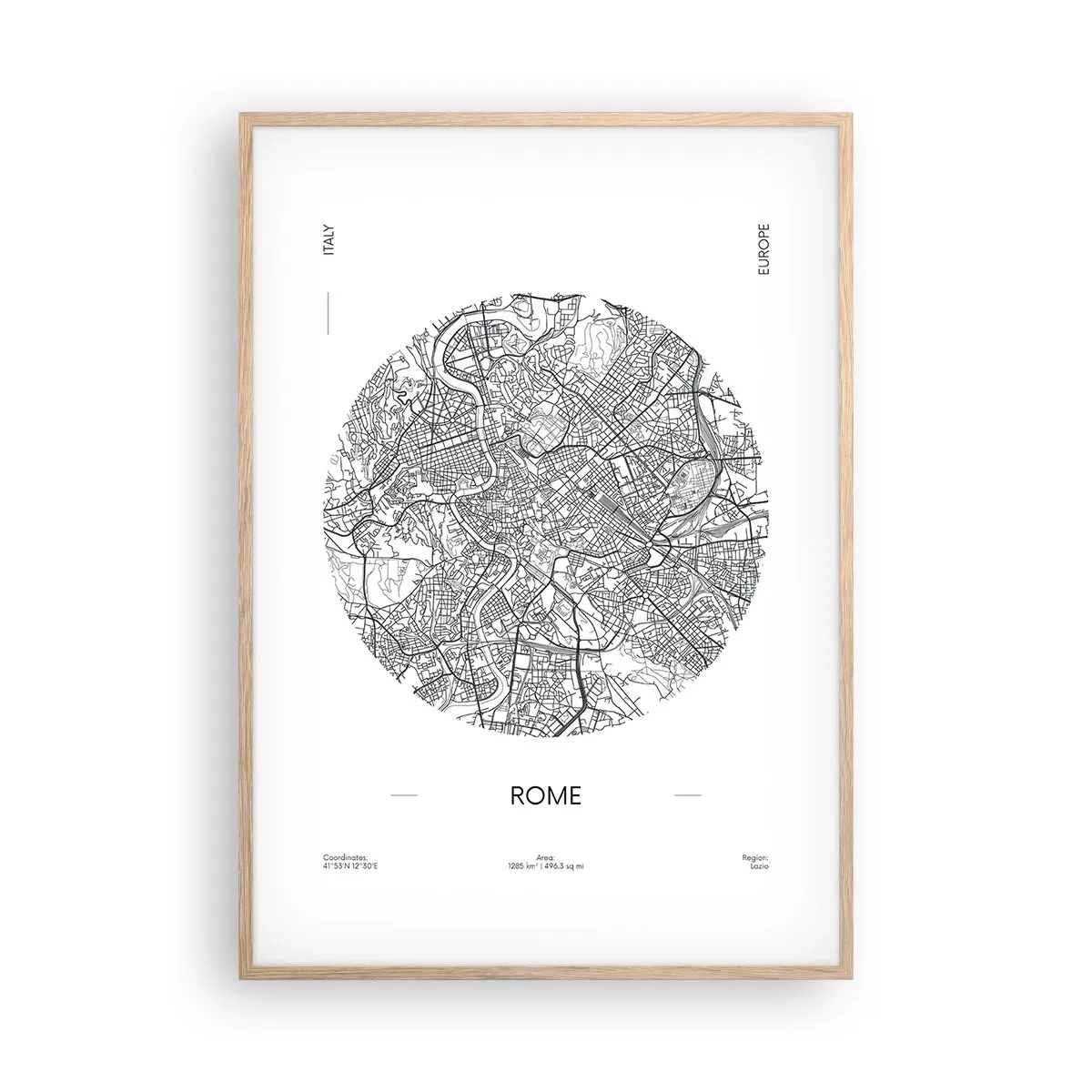 Poster în ramă de stejar deschis - Anatomia Romei - 70x100 cm