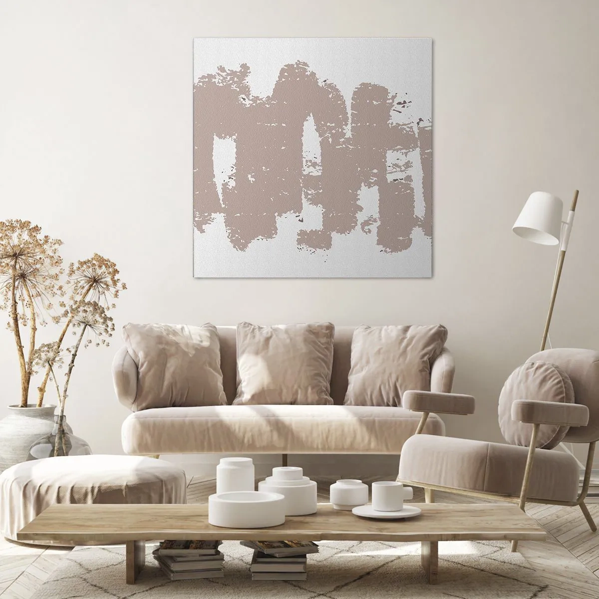 Tablou pe pânză - Abstracție în roz moale - 40x40 cm