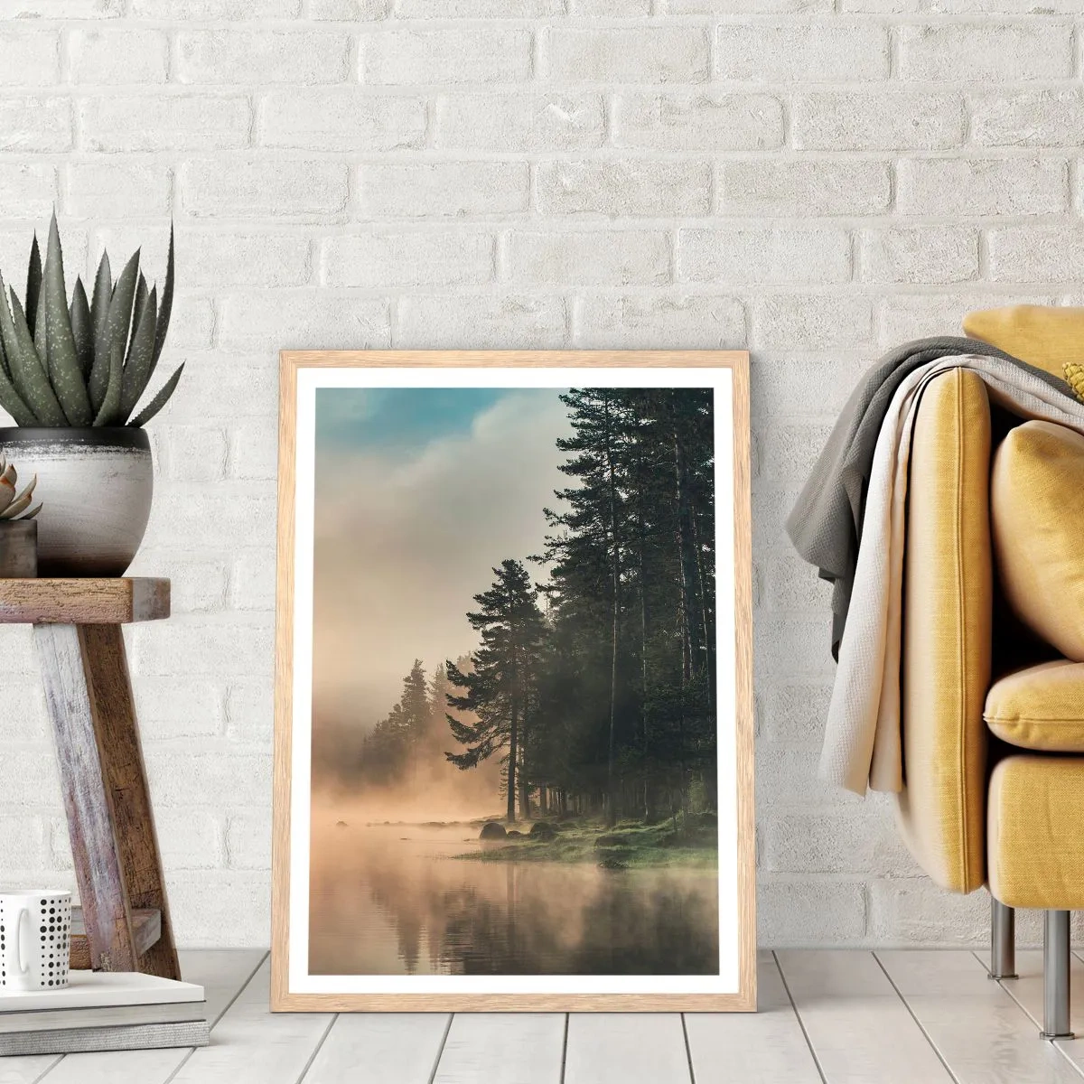 Poster în ramă de stejar deschis - Nașterea unei zile - 70x100 cm