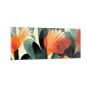 Tablou pe sticlă - Căldura de la tropice și răcoarea verdeței - 100x40 cm