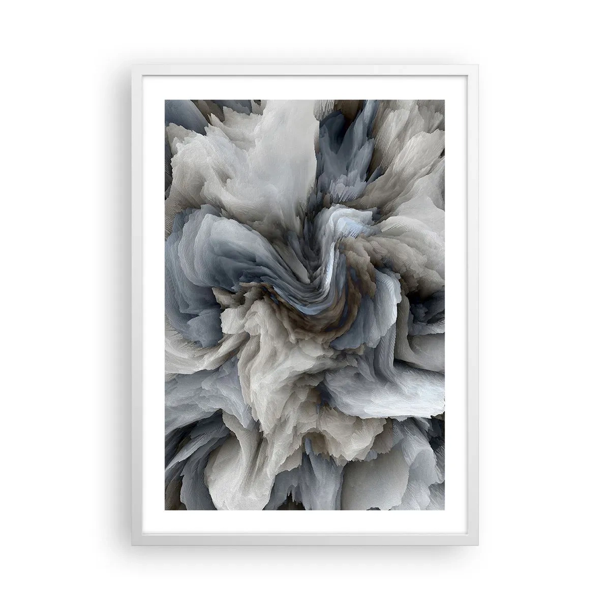 Poster în ramă albă - Piatră și floare - 50x70 cm