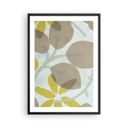 Poster în ramă neagră - Grafică botanică delicată în culori naturale - 50x70cm - Compoziție în plin soare - Decorațiune modernă pentru perete pentru living și dormitor ARTTOR