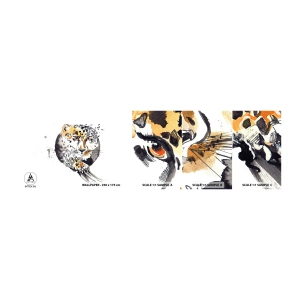 Mostră de Tapet Standard Eco - Frumusețe prădătoare - Animale, Panteră, Natură - 100x30 cm