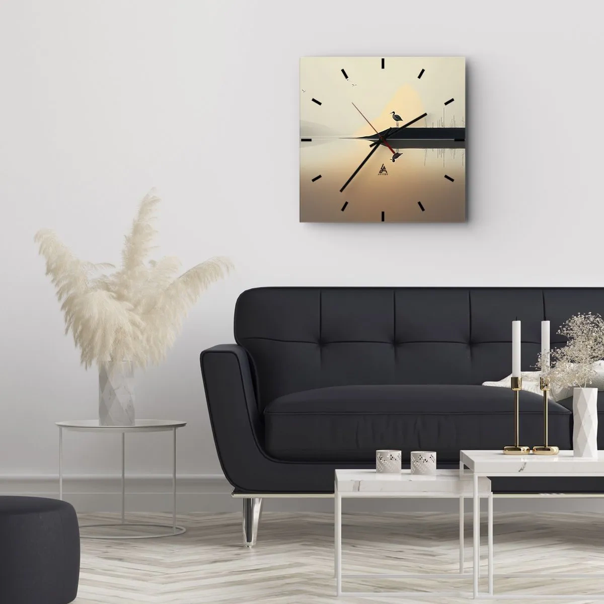 Ceas de perete - Ceas pe sticlă - Domn pe lac - 40x40 cm