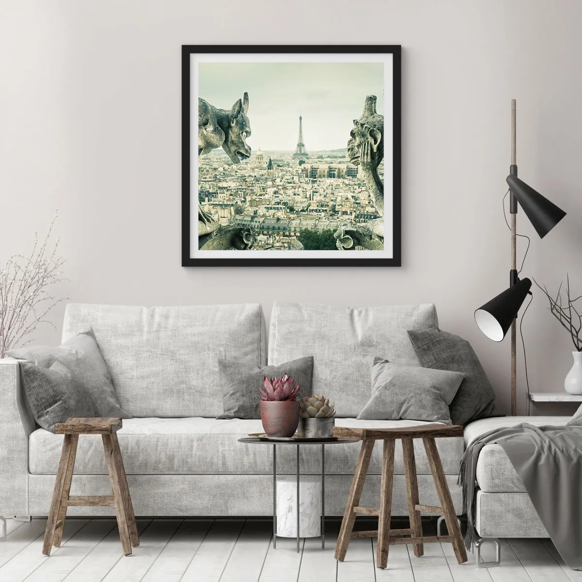 Poster în ramă neagră - La taclale pariziene - 40x40 cm