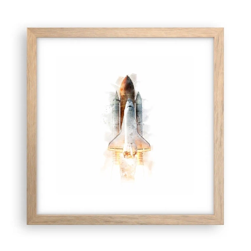 Poster în ramă de stejar deschis - Exploratorii la start - 30x30 cm