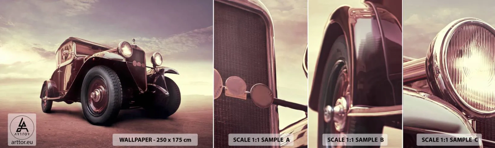 Mostră de Tapet Standard Eco - Să ne întoarcem la vremurile de odinioară... - Automobile, Mașină retro, Epocă - 100x30 cm