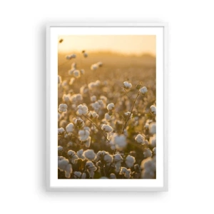 Poster în ramă albă - Câmp pufos - 50x70 cm