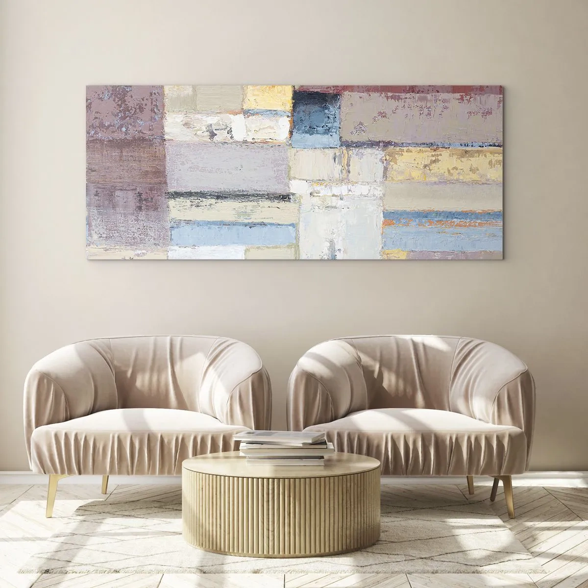 Tablou pe sticlă - Liniștea geometriei - 100x40 cm