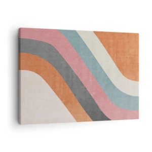 Tablou pe pânză Canvas - Dungi retro colorate - 70x50cm - Compoziție diagonală - mișcare - Decorațiune modernă pentru perete pentru living și dormitor ARTTOR