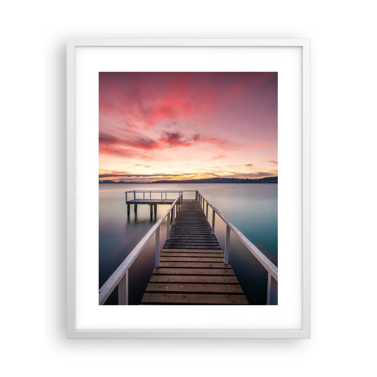 Poster în ramă albă - Flacăra blândă a serii - 40x50 cm