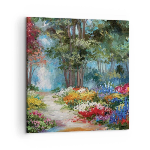 Tablou pe pânză - Grădină de pădure, pădure de flori - 50x50 cm