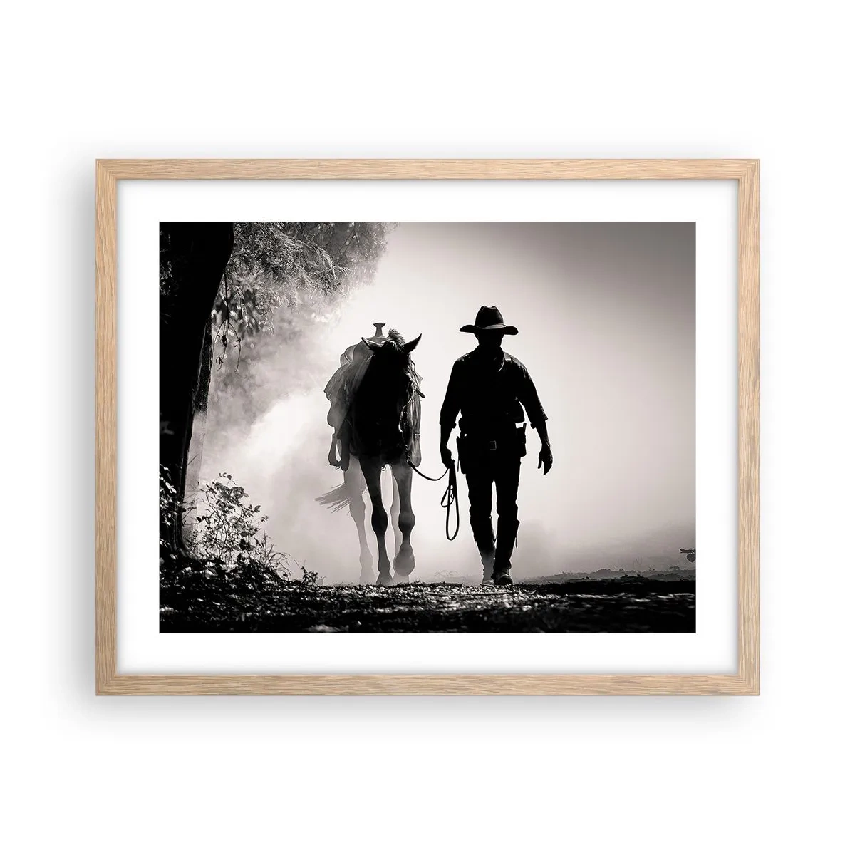Poster în ramă de stejar deschis - Texas de dimineața - 50x40 cm