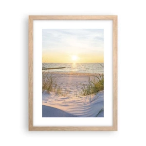 Poster în ramă de stejar deschis - Zumzet de mare, o plajă sălbatică printre ierburi... - 30x40 cm