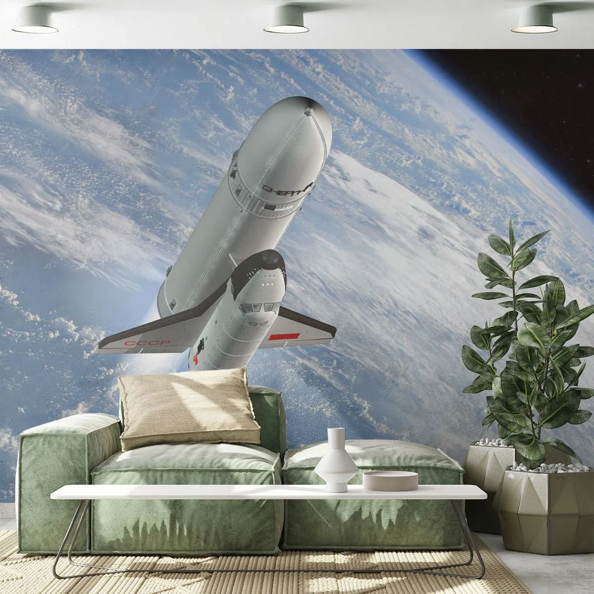 Tapet Premium Canvas - Ascensiunea cosmică - Cosmos, Sputnik, O rachetă spațială - 250x175 cm