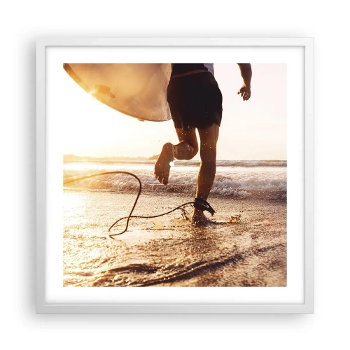 Poster în ramă albă - Pentru a întâmpina valul - 50x50 cm